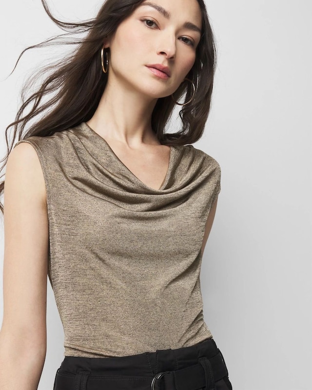 Metallic Drape Neck Top