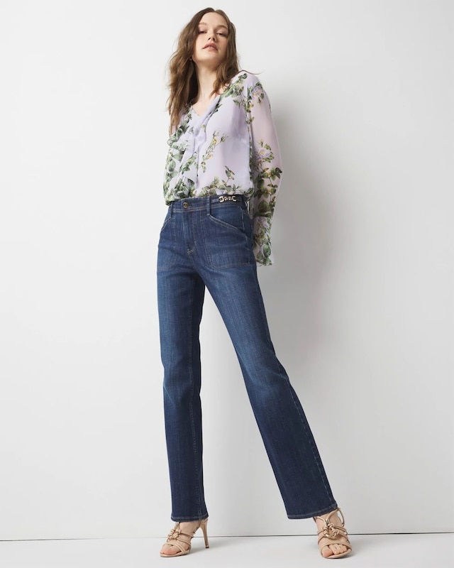 Chain Detail High-Rise Bootcut Jean