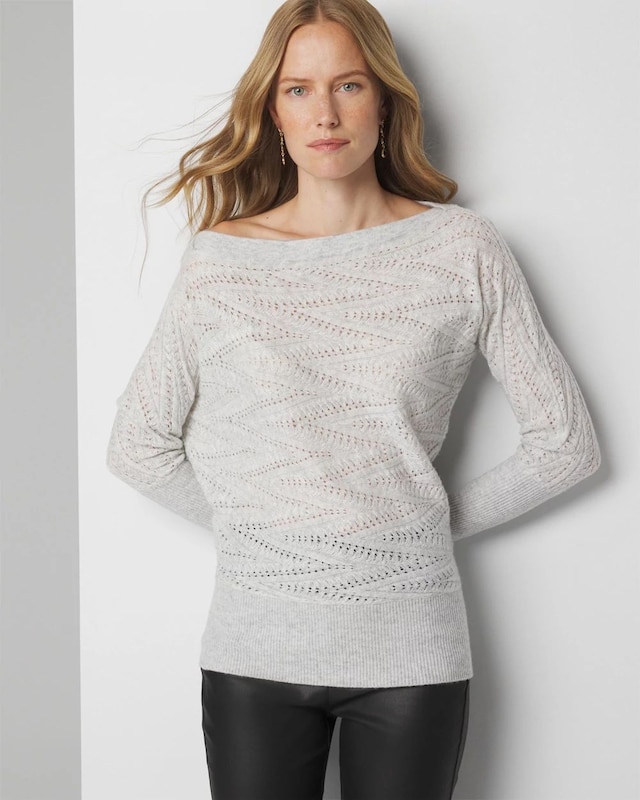 Petite Novelty Stitch Asymmetrical Pullover Sweater