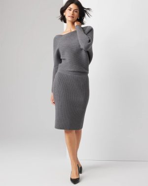 Petite Off-Shoulder Rib Sweater Dress