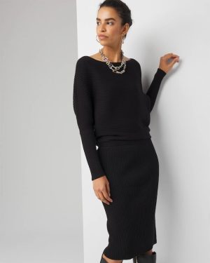 Petite Off-Shoulder Rib Sweater Dress
