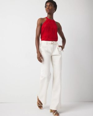 Petite Pret High-Rise Belted Wide Leg Trouser