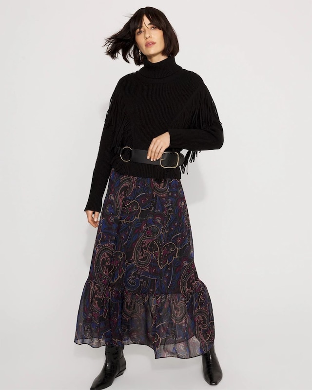 Petite Paisley Chiffon Maxi Skirt