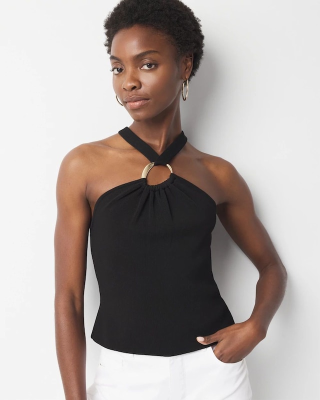 Ring Halter Sweater Top