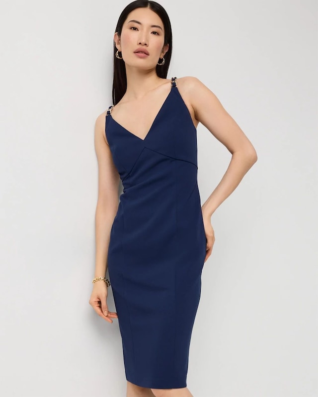 Chain Detail Crepe Dress
