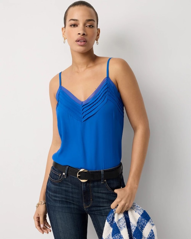 Pintuck Crepe Tank