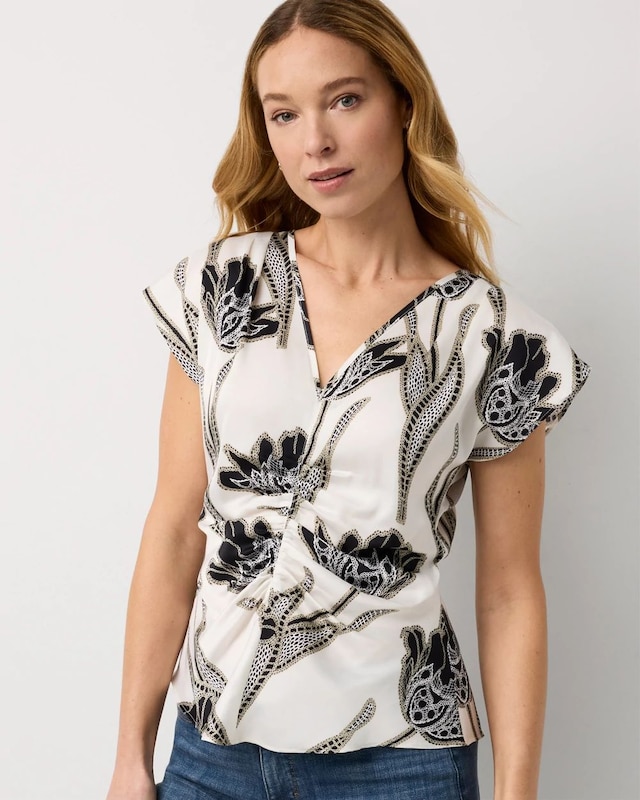 Ruched Satin Shell