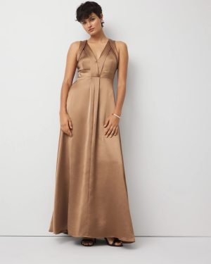 Petite Sleeveless Satin Gown