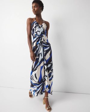Petite Satin Halter Maxi Dress