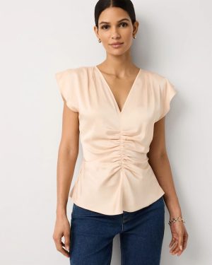 Petite Ruched Satin Shell