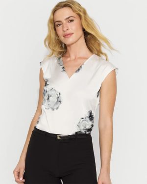 Satin V-Neck Shell