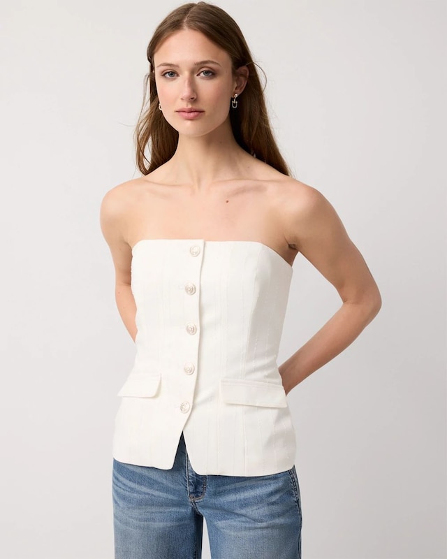 Petite Sequin Pinstripe Bustier