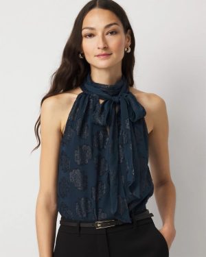 Floral Tie-Neck Halter Blouse