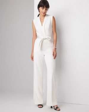 Petite Sleeveless Tie Waist Jumpsuit