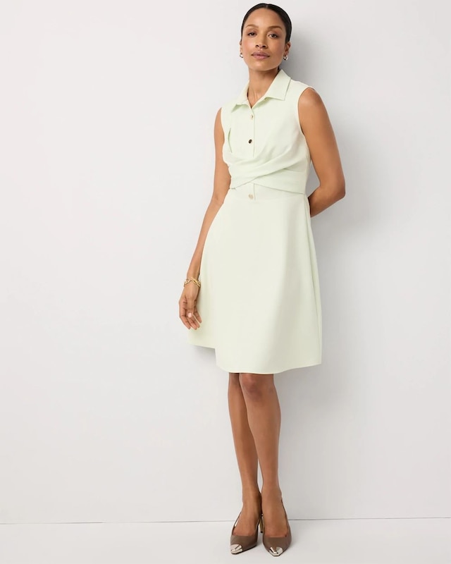 Faux Front Twist Shirt Dress