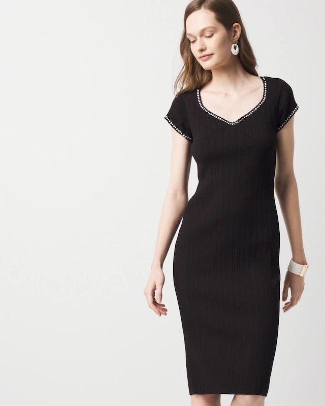 Petite Braided Trim Sweater Dress