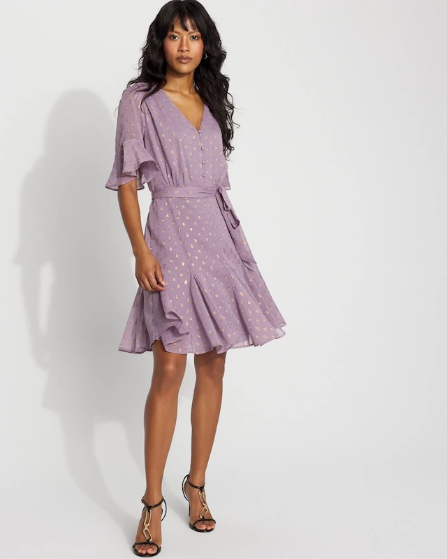 Petite Godet Dress with Metallic Clip