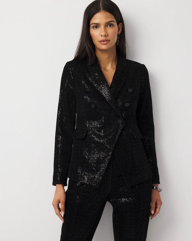 Sequin Velvet Double Breasted Blazer