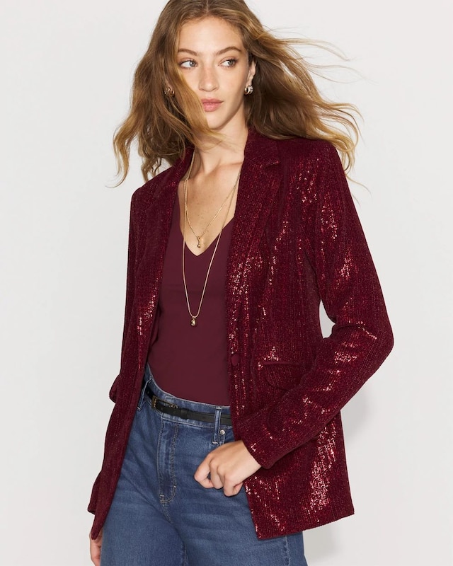WHBM? One-Button Sequin Blazer