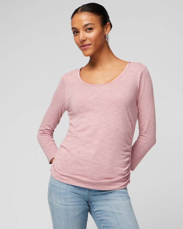 Shirred Scoop Neck Tee