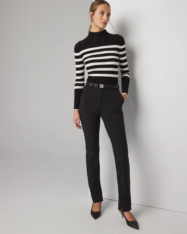 Petite Slim Scuba Pants with Ankle Slits