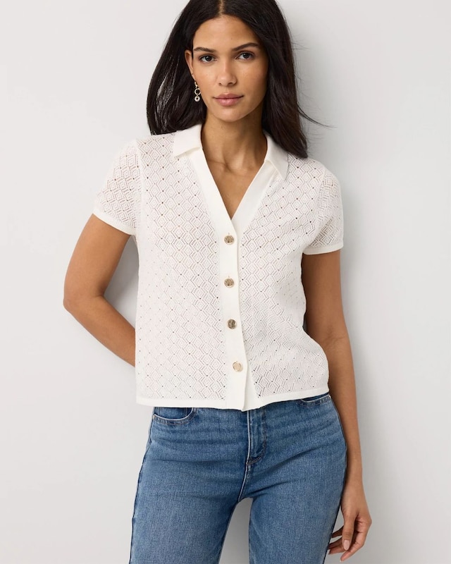 Textured Stitch Collared Cardigan