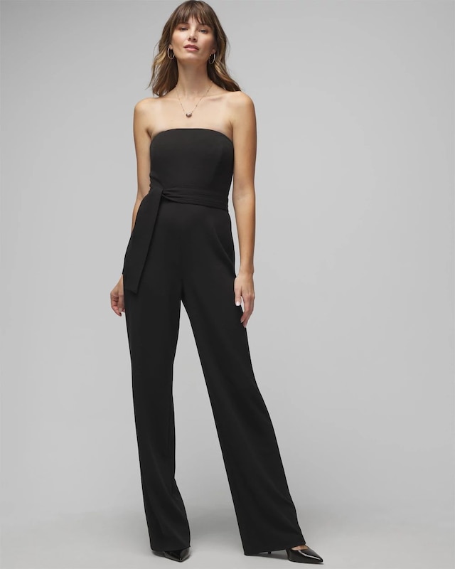 Petite Strapless Belted Jumpsuit