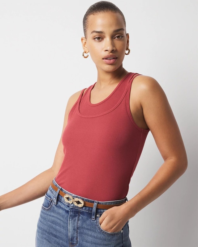 WHBM FORME? Ribbed Stretch Layered Tank