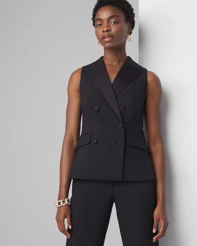 Petite Double-Breasted Tuxedo Vest