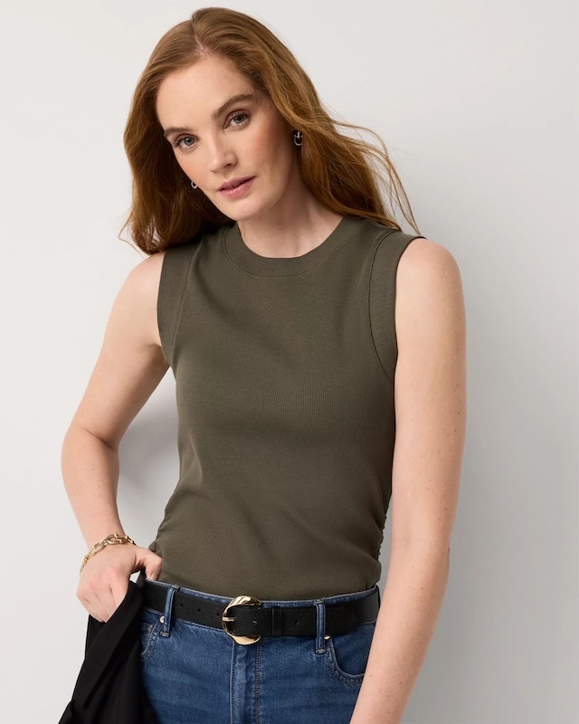WHBM FORME™ Ribbed Stretch Ruched Side Tank