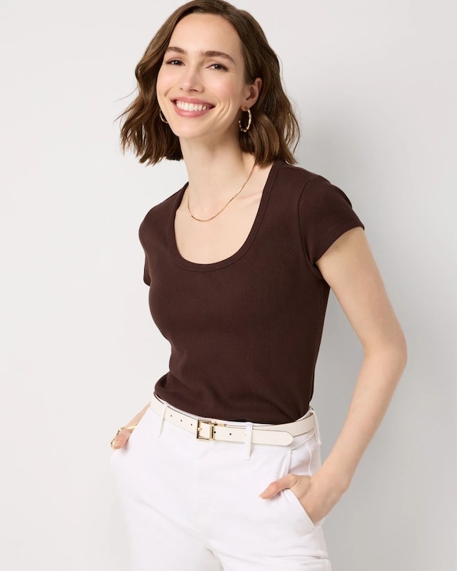 WHBM FORME™ Ribbed Scoop Neck Tee
