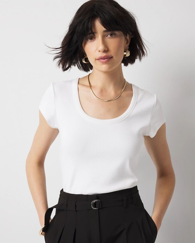 WHBMFORME? Ribbed Stretch Scoop Neck Tee