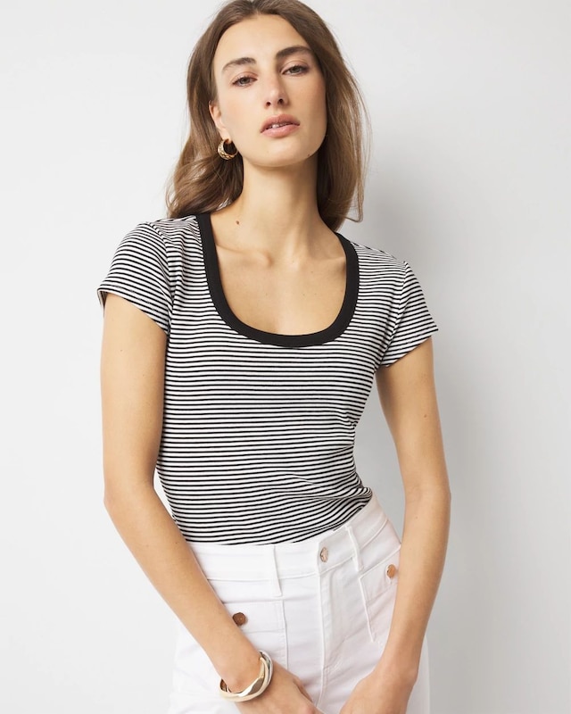 WHBMFORME? Ribbed Stretch Scoop Neck Tee