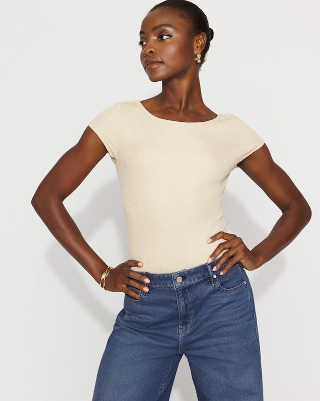 WHBM FORME? Ribbed Stretch Metallic Tee