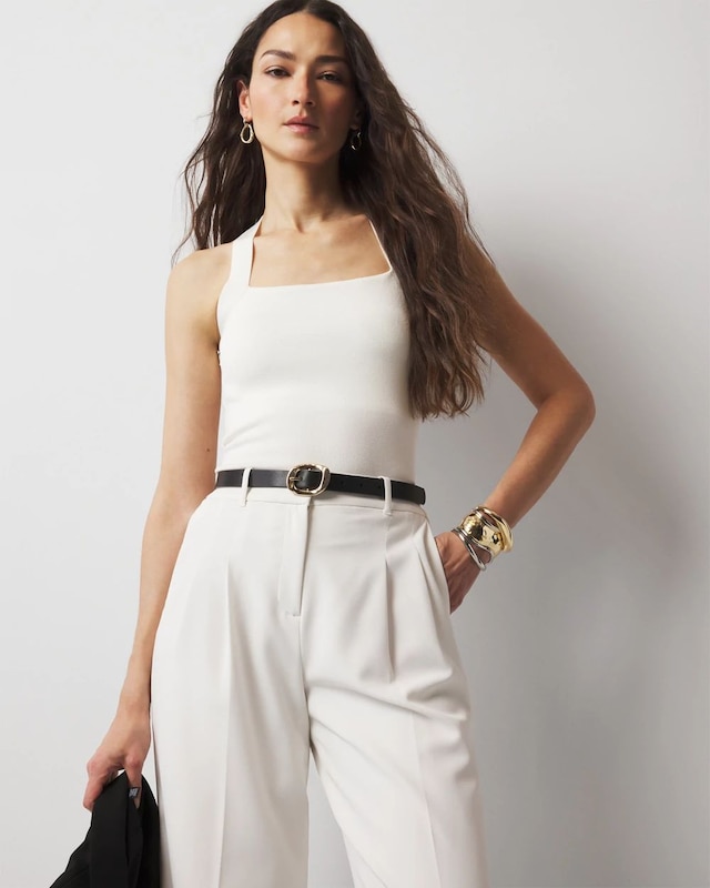 WHBM FORME? Sculpt Stretch Sweater Halter Top