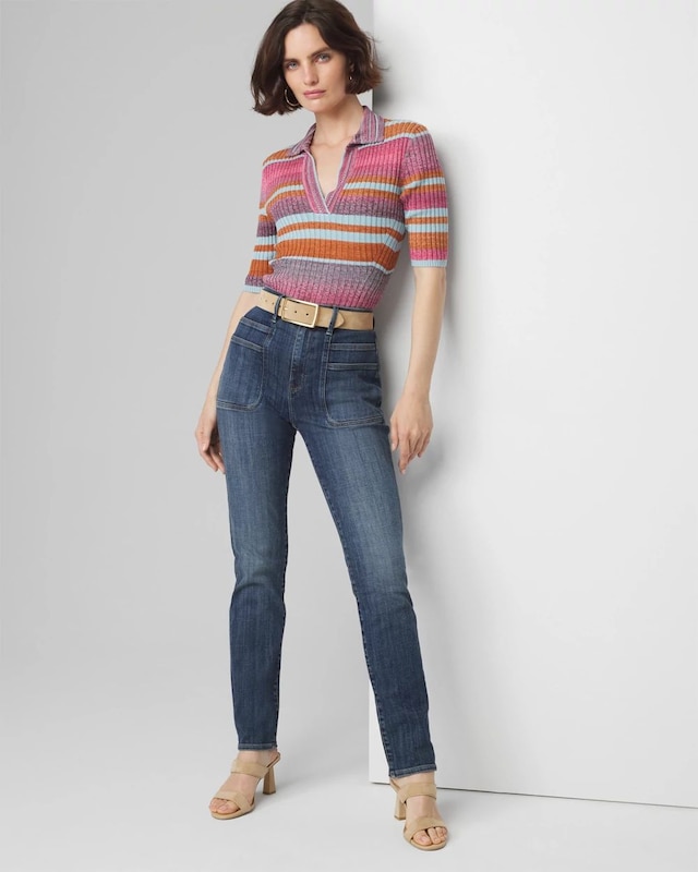Petite Extra High-Rise Everyday Soft Denim? Slim Pocket Detail Jeans